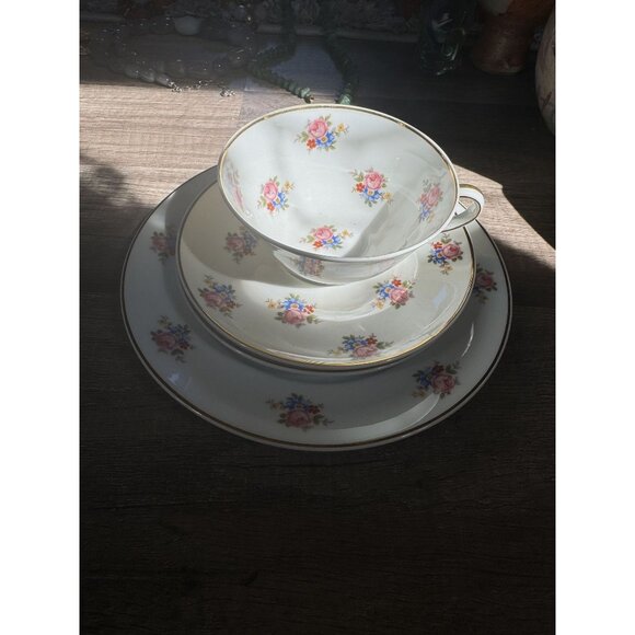 Vintage Haviland Limoges France China Floral Tea Set - Cup & Two Saucer Dessert - Picture 1 of 6